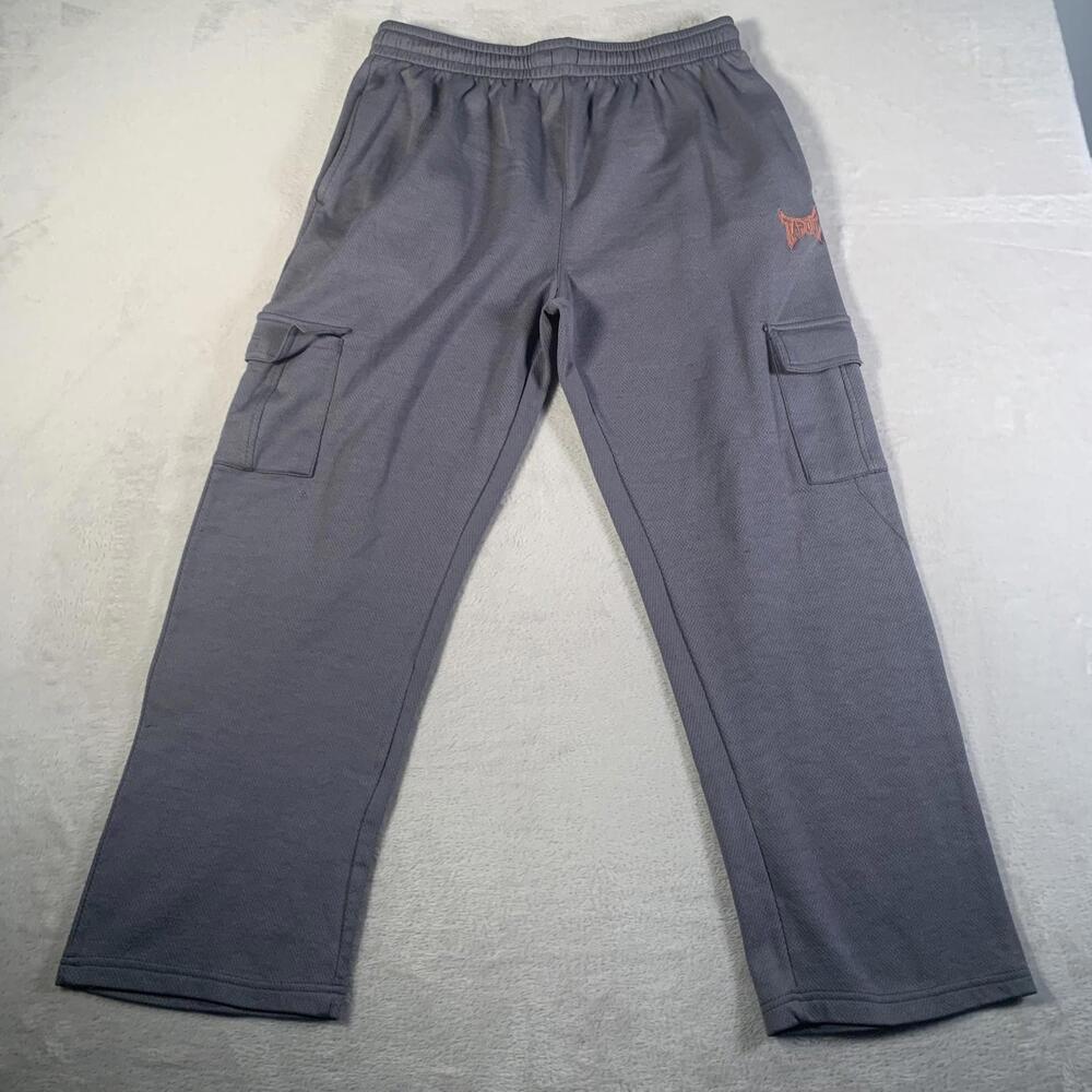 Tapout Pants Mens Large Gray Cargo Pockets Athletic Workout Joggers Y2K MMA‎
